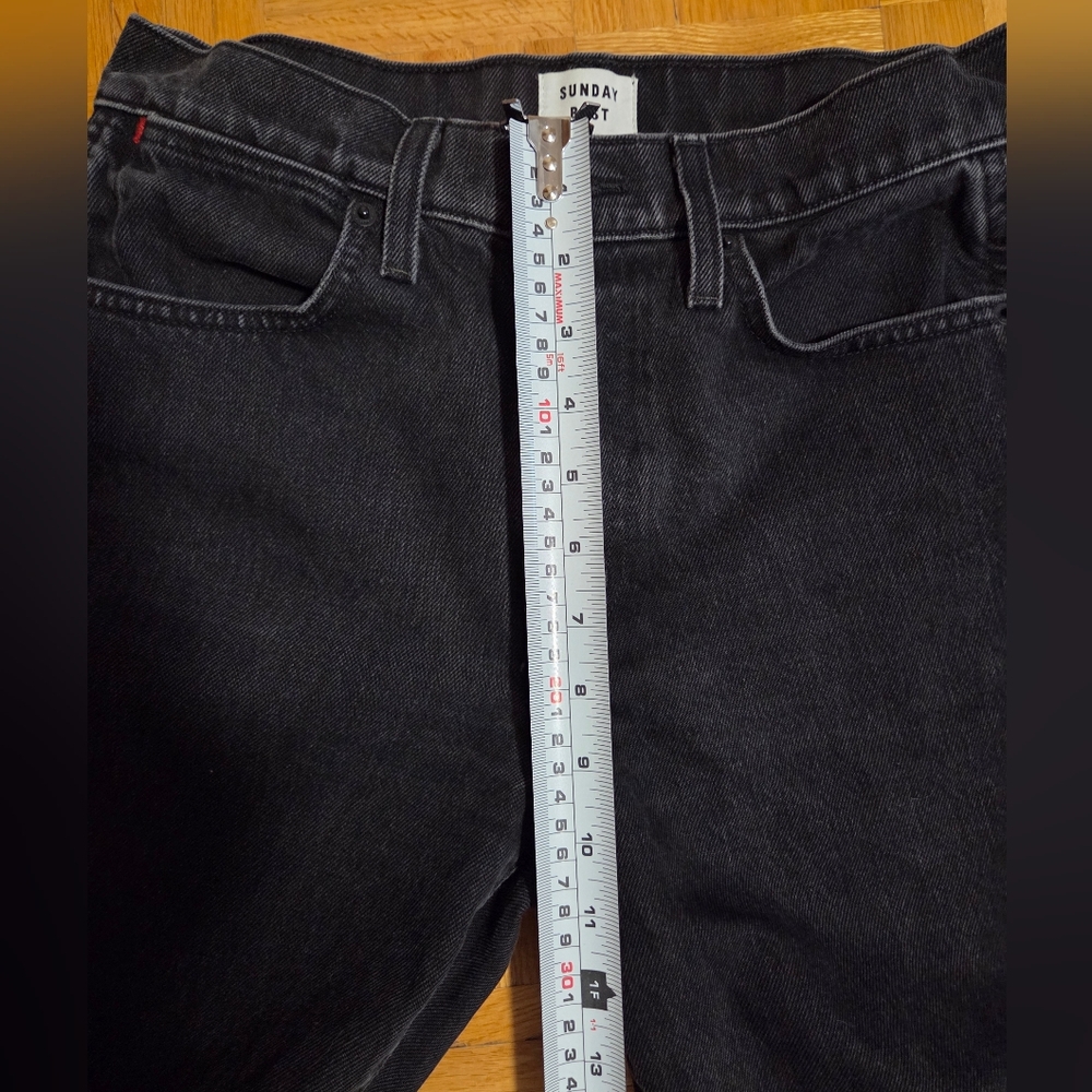 🎉 3/$60 Aritzia Sunday Best Black High-Waisted Straight Leg Denim Jeans Size 26 - Picture 7 of 10